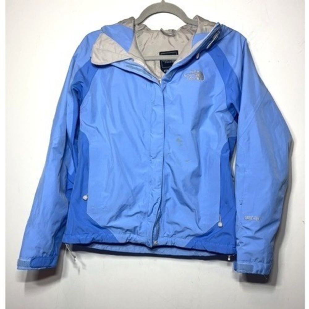 The North Face Gore-Tex Rain Jacket Blue Womens Small Hooded Shell Coat
